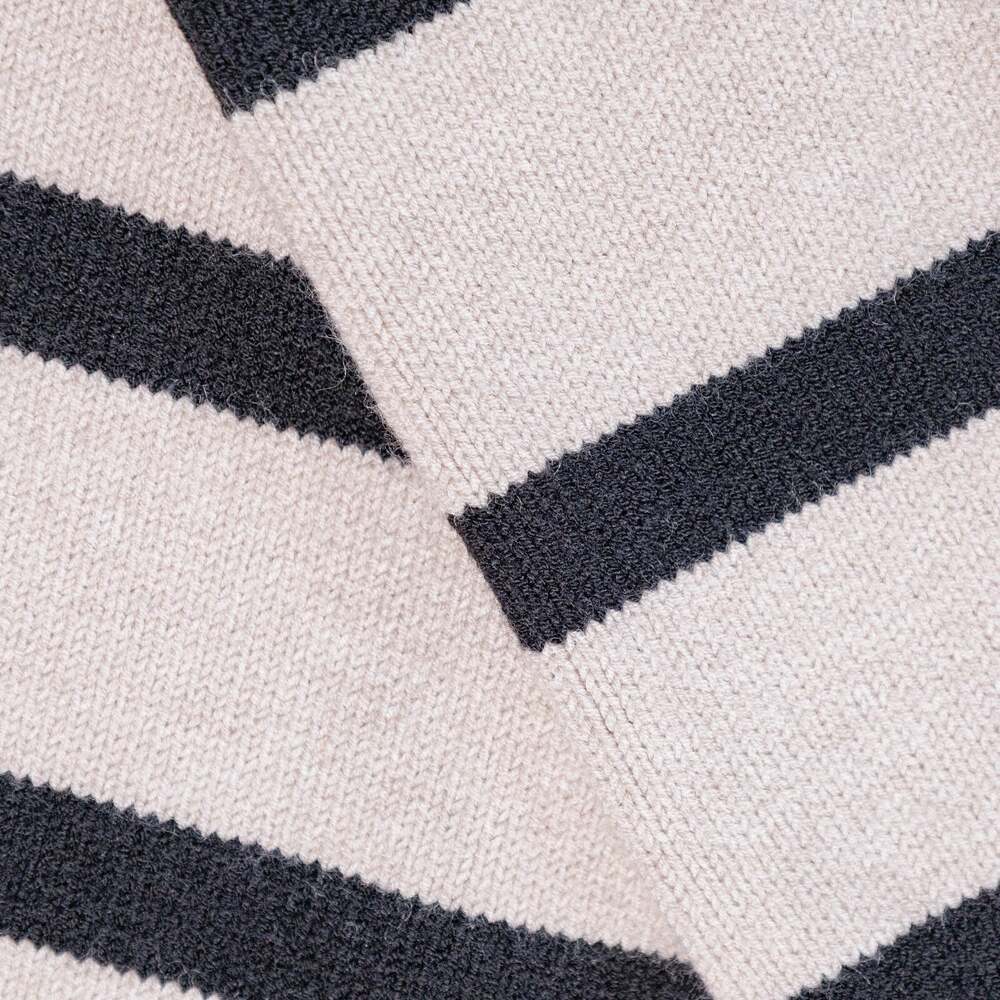 H&M Loose Fit Heather Tan Black Striped Crewneck Sweater Womens Size L - Picture 8 of 10